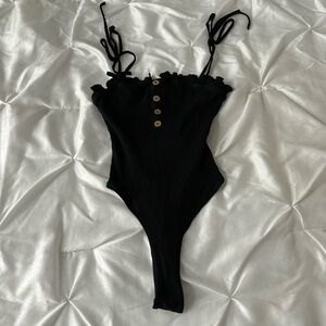 Black Strappy Bodysuit SHEIN